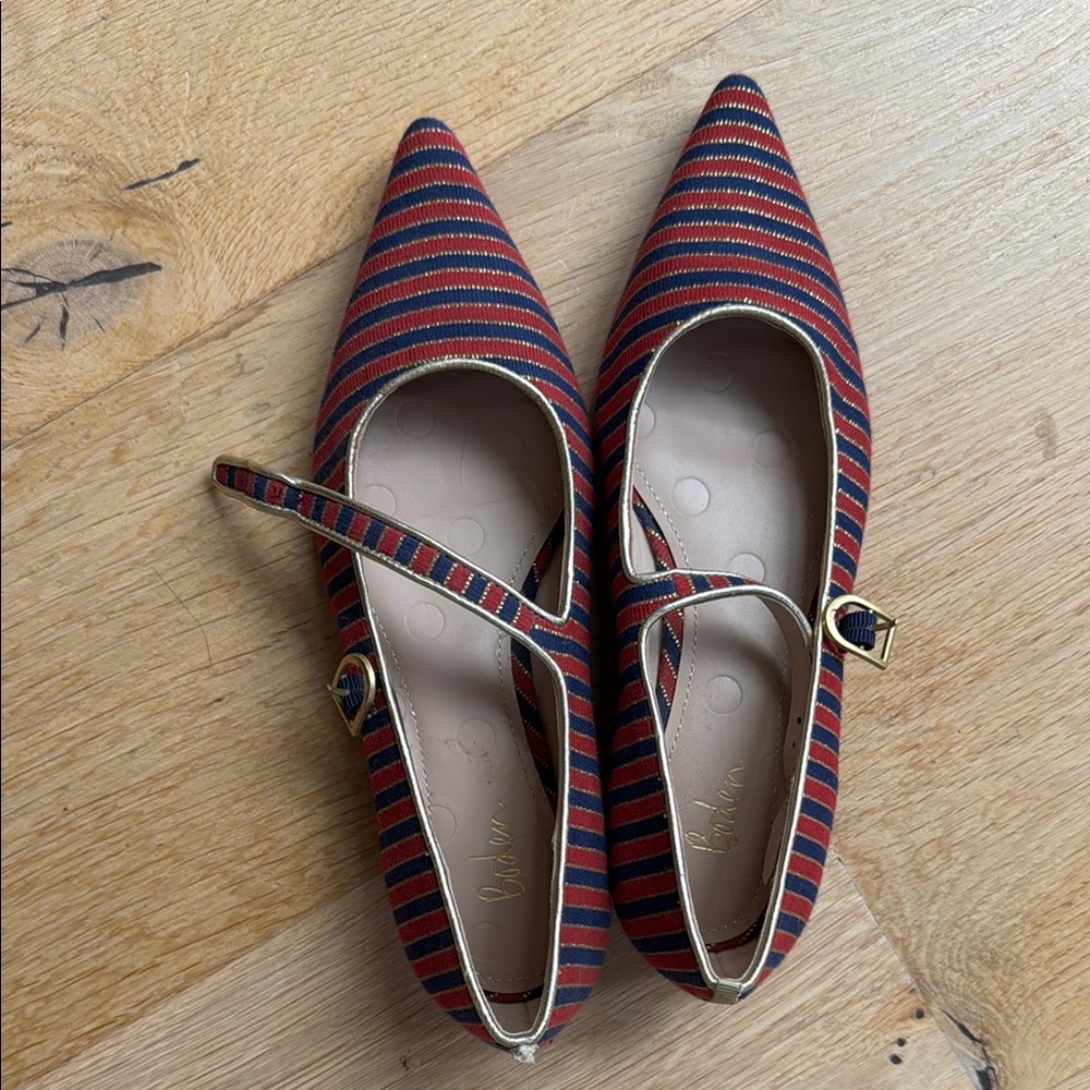 Boden Mary Jane flats. size 38 Striped Red and Black Women's Shoes